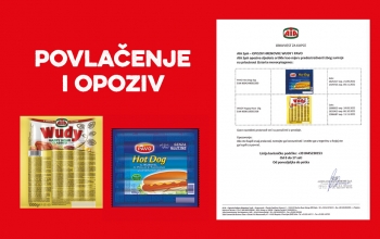 Obavijest za kupce: Povlačenje i opoziv proizvoda - hrenovke WUDY i PAVO
